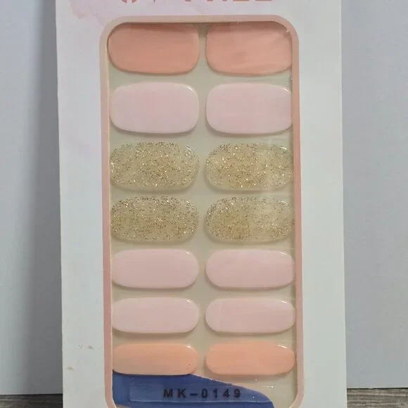 🖤 3/$12 Light Pink and Gold Glitter Nail Polish Strips - No UV Needed Brand New - Picture 3 of 3